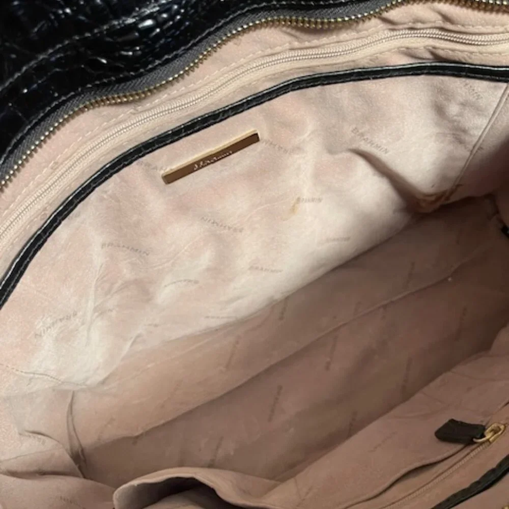 Black Croc-Embossed Laptop Tote Bag